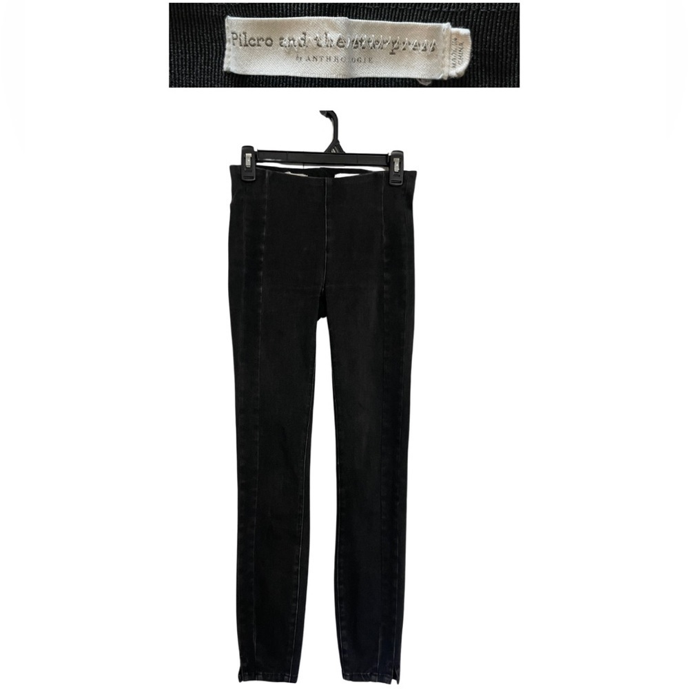 High Rise Pilcro Jeans by anthropology Black Denim Leggings Sz 25 - Picture 1 of 6